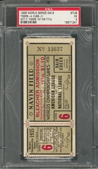 1935 World Series Game 6 Ticket Stub From 10/7/1935 - Tigers 1st World Series Title (PSA- EX 5)